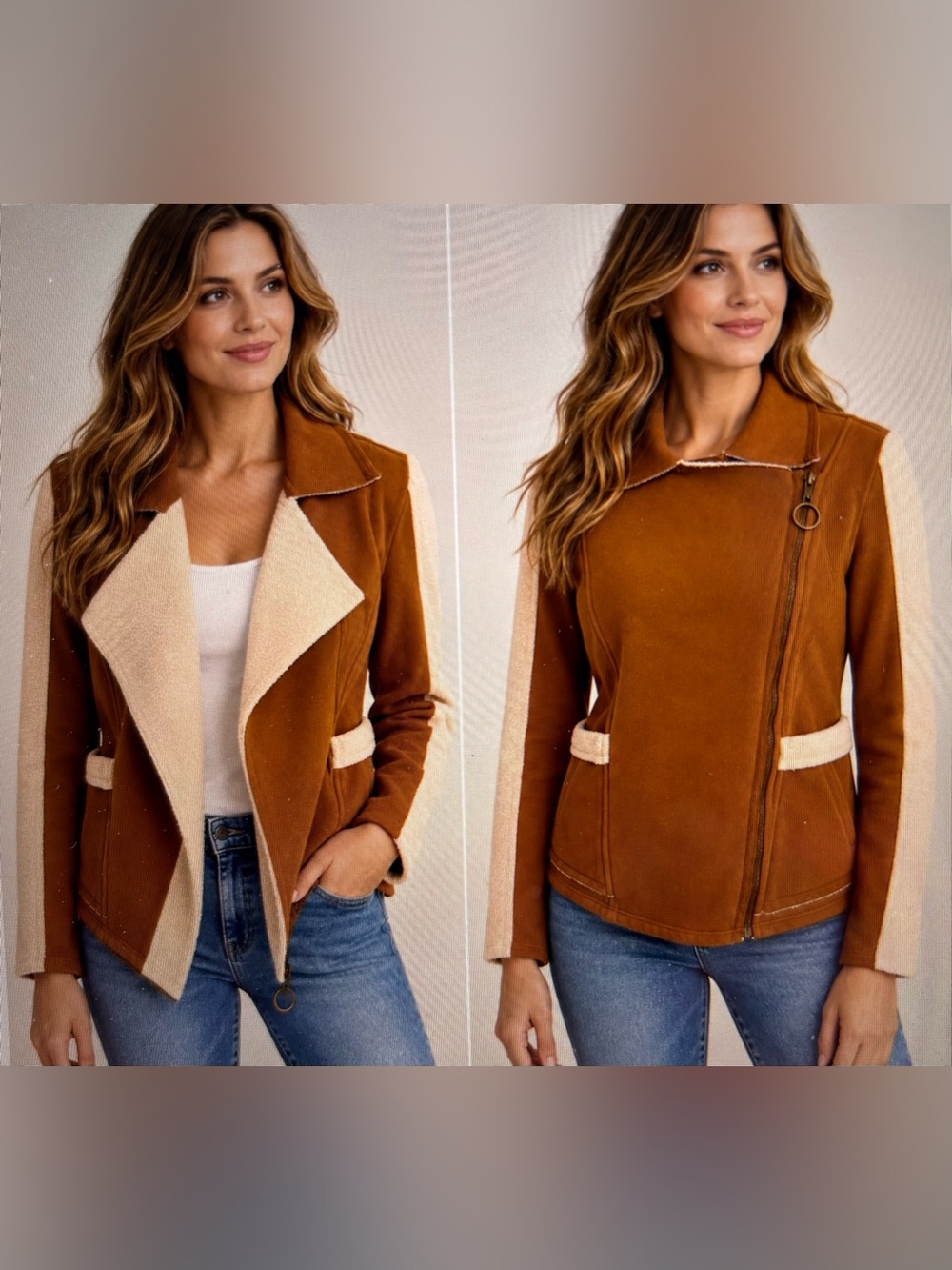 XCVI Hanford Moto Jacket Women’s M Rufous Brown Cream Sherpa Asymmetrical NWT